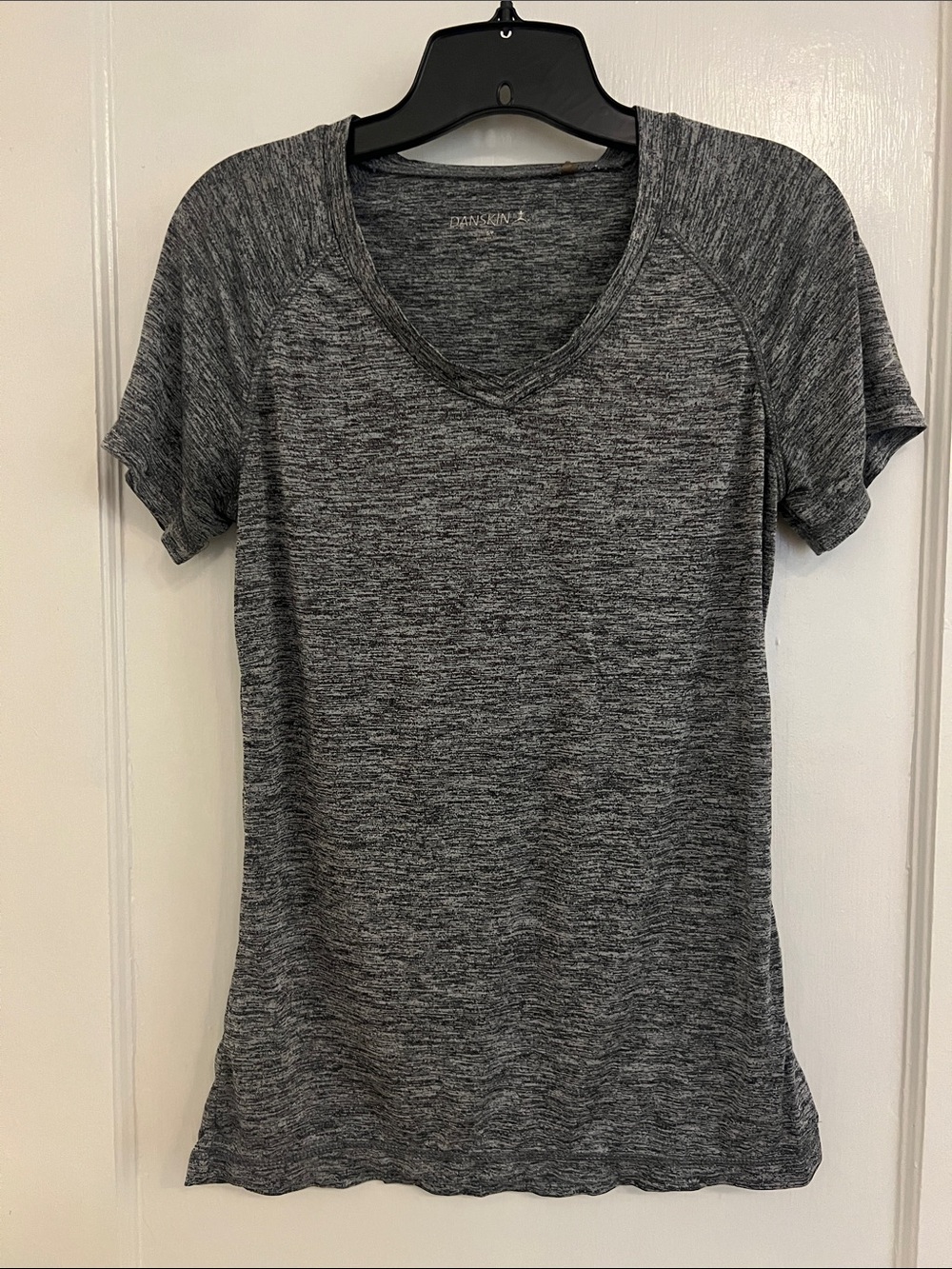 Danskin Dark Gray Heather V-Neck Short Sleeve Tee